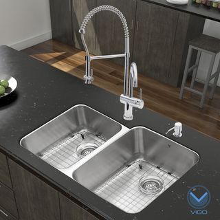 Vigo 32 inch Stainless Steel Kitchen Sink And Chrome Faucet Set