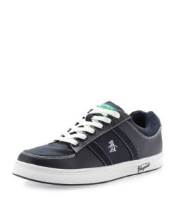 Leather and Mesh Sneaker, Navy