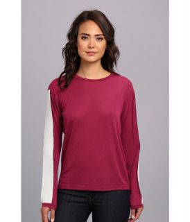 StyleStalker Three Pointer Top Womens Long Sleeve Pullover (Red)