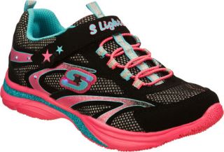Girls Skechers S Lights Lite Kicks II   Black/Multi Casual Shoes