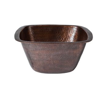 The Copper Company Solid Copper Hand Hammered Medium Square Bar/prep Sink (Solid copper sheetHardware finish Antique copperDimensions 13 inches long x 13 inches deep x 6.25 inches high x 3.5 inch drain sizeNote Due to the handmade nature of this produc