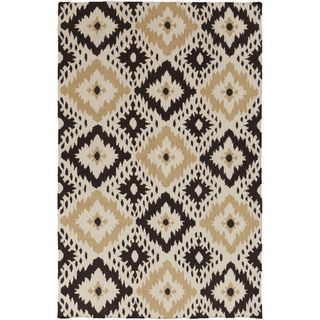 Hand woven Neutral Diamond Parchment Wool Rug (5 X 8)