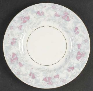 Minton Debutante Gray Luncheon Plate, Fine China Dinnerware   Pink Flowers,Gray