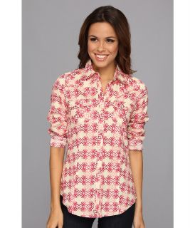 Roper 8991 Stawberry Swirl Print Poplin Shirt Womens Long Sleeve Button Up (Red)