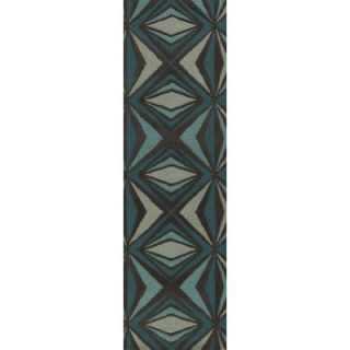 Malene b Destinations Charcoal Gray/Malachite Blue Rug DTN67 Rug Size Runner