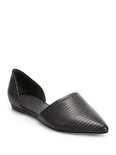 Vince Nina Croc Embossed Leather dOrsay Flats   Graphite