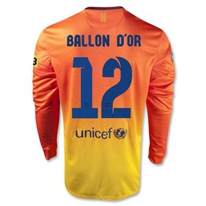 Nike Barcelona 12/13 Messi Ballon dOr LS Away Soccer Jersey