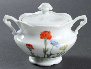 Louis Lourioux Wild Flower Sugar Bowl & Lid, Fine China Dinnerware   Wildflowers
