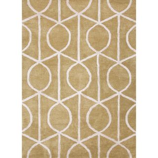 Hand tufted Contemporary Geometric Pattern Brown/ White Rug (2 X 3)
