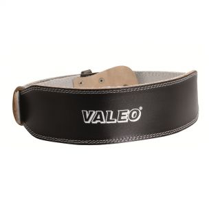 Valeo 4 inch Leather Belt (small) (BlackMaterials LeatherRecommended Use LiftingTop quality .25 inch leatherSturdy double stitched edgesDouble prong roller buckleDouble loops to secure belt tabSuede lining covers a foam lumbar pad 4 inches wide   Small 