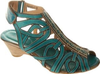 Womens Spring Step Flourish   Turquoise Leather Casual Shoes