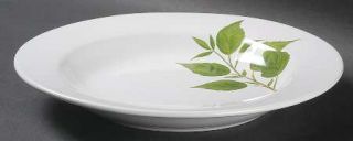 Culinery Herbs Large Rim Soup Bowl, Fine China Dinnerware   Green Herb Leaf Moti
