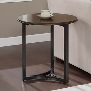 Round Wood And Metal End Table