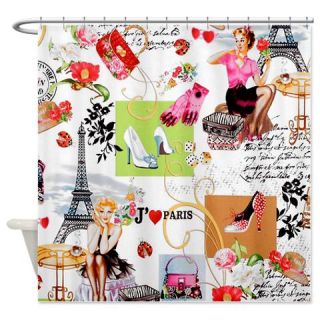  Cool Retro Fashion Model Collage Shower Curtain  Use code FREECART at Checkout