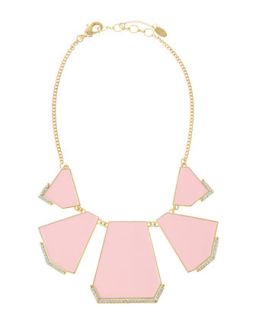 5 Drop Enamel & Crystal Bib Necklace, Pink