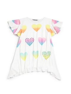 Flowers by Zoe Toddlers & Little Girls Multi Hearts Top   White