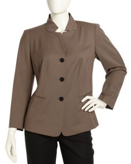 Stretch Wool 3 Button Jacket, Nougat, Womens