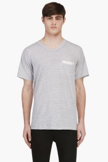 Sacai Grey Stripe Contrasting_paneled T_shirt