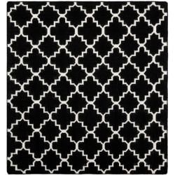 Moroccan Dhurrie Black/ivory Contemporary pattern Wool Rug (8 Square)