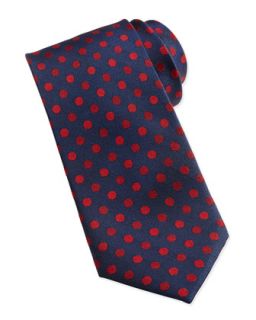 Dotted Silk Tie, Navy/Red