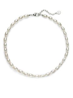 9MM White Freshwater Pearl & Sterling Silver Strand Necklace/18 Inches