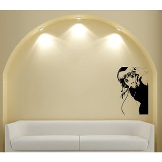 Japanese Manga Headphones Girl Vinyl Decal Sticker (Glossy blackEasy to apply, instructions includedDimensions 25 inches wide x 35 inches long )