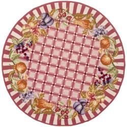 Hand hooked Fruits Rose Wool Rug (56 Round)