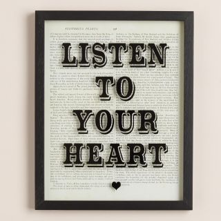 Listen to Your Heart Print on Glass   World Market