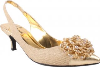 Womens J. Renee Estee   Gold Metallic Fabric Ornamented Shoes
