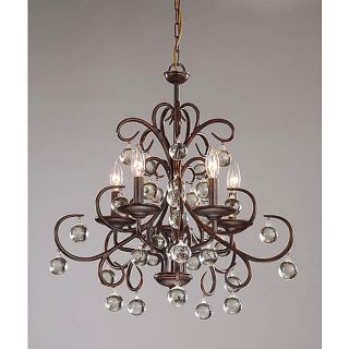 Wrought Iron And Crystal 5 light Chandelier