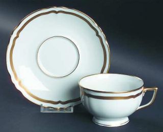 Ceralene Marie Antoinette (Gold) Footed Cup & Saucer Set, Fine China Dinnerware