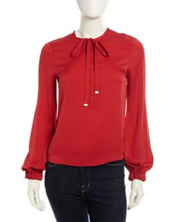 Whitman Bishop Sleeve Bow Front Top, Coral