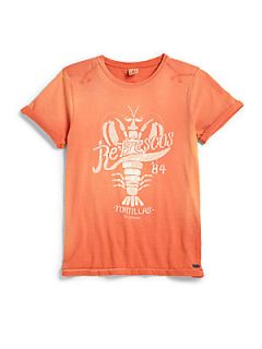 Scotch Shrunk Girls Boys Lobster Print Tee   Papaya