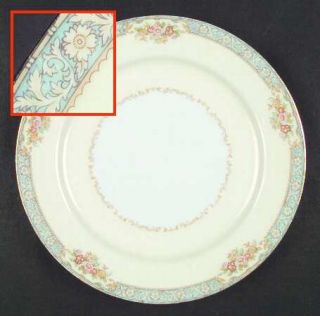 Noritake Royce Dinner Plate, Fine China Dinnerware   White Flowers&Leaves/Blue B