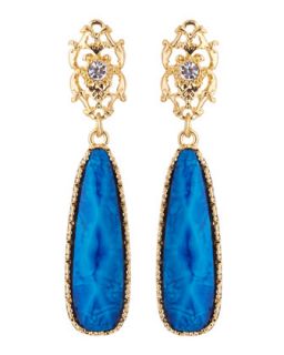 Long Rhinestone Bale Earrings, Blue