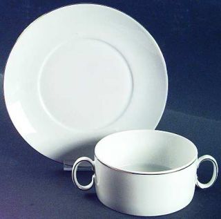 Thomas Platinum Band (Coupe) Flat Cream Soup Bowl & Saucer Set, Fine China Dinne