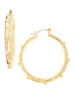Rhinestone Inset Golden Hoop Earrings