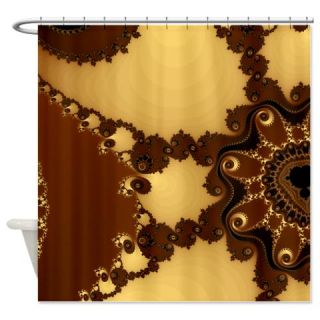  Golden Brown Fractal Swirls Shower Curtain  Use code FREECART at Checkout