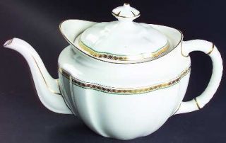 Royal Crown Derby Carlton Green Teapot & Lid, Fine China Dinnerware   Gold Diamo