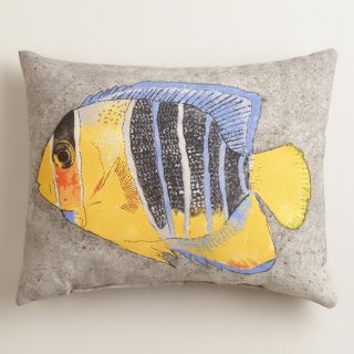 Blue Angel Fish Outdoor Lumbar Pillow   World Market