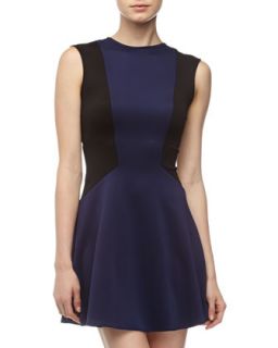 Colorblock Fit And Flare Dress, Navy/Black