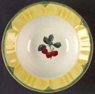 Gibson Designs Tuscany Soup/Cereal Bowl, Fine China Dinnerware   Yellow Rim, Fru
