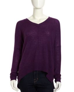 Long V Neck Sweater, Purple