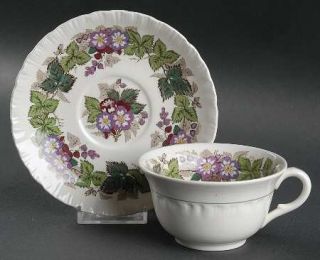 Wedgwood Gratewood Flat Cup & Saucer Set, Fine China Dinnerware   Shell Edge,Pur
