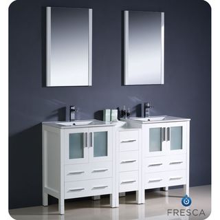Fresca White 60 inch Double Sink Bathroom Vanity