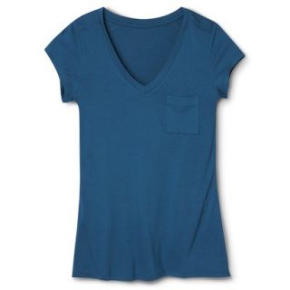 Merona Womens Short Sleeve Rayon Top   Influential Blue   L