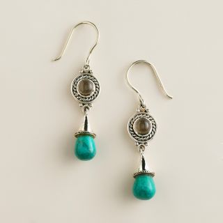 Sterling Silver Topaz and Turquoise Drop Earrings   World Market