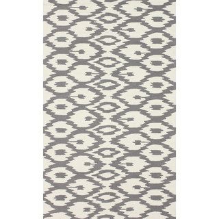 Nuloom Handmade Modern Ikat Trellis Grey Rug (6 X 9)
