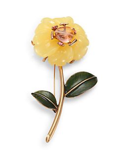 Oscar de la Renta Flower Brooch   Canary