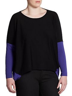 Colorblocked Wool Sweater   Black Purple